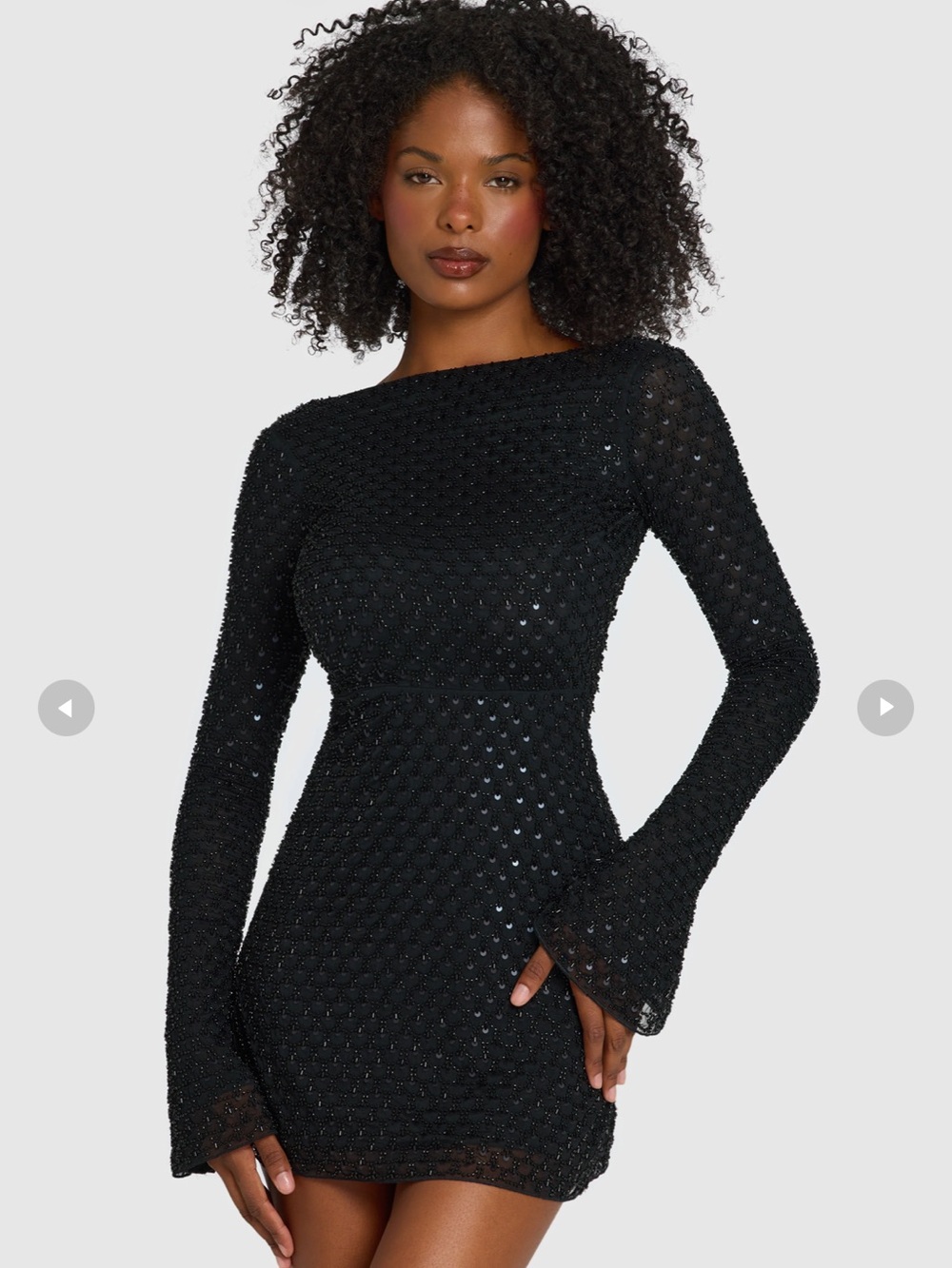 Oh Polly Black Long-Sleeve Sequin Mini Dress